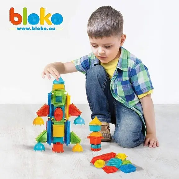 Coffret Bloko 100 pièces + 4 Figurines 3D Famille - Jeu de Construction - Dès 12 mois - Cadeaux & Trésors By SIFENNASR.S