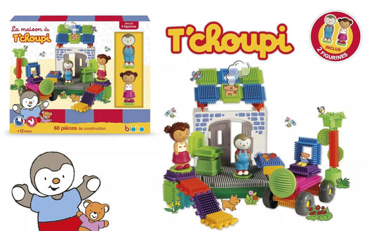 BLOKO - Maison de T'choupi avec 60 et 2 Figurines 3D - Dès 12 Mois - Cadeaux & Trésors By SIFENNASR.S