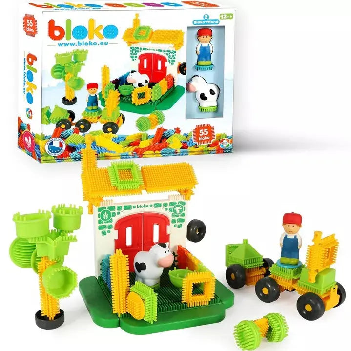 Coffret de 60 Bloko + 2 figurines 3D sur le thème de la Ferme - Dès 12 mois Cadeaux & Trésors By SIFENNASR.S