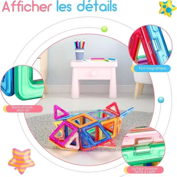 Ensemble de Construction Magnétique - Jeu de Construction Éducatif 3D pour Enfants - 56PCS - Cadeaux & Trésors By SIFENNASR.S